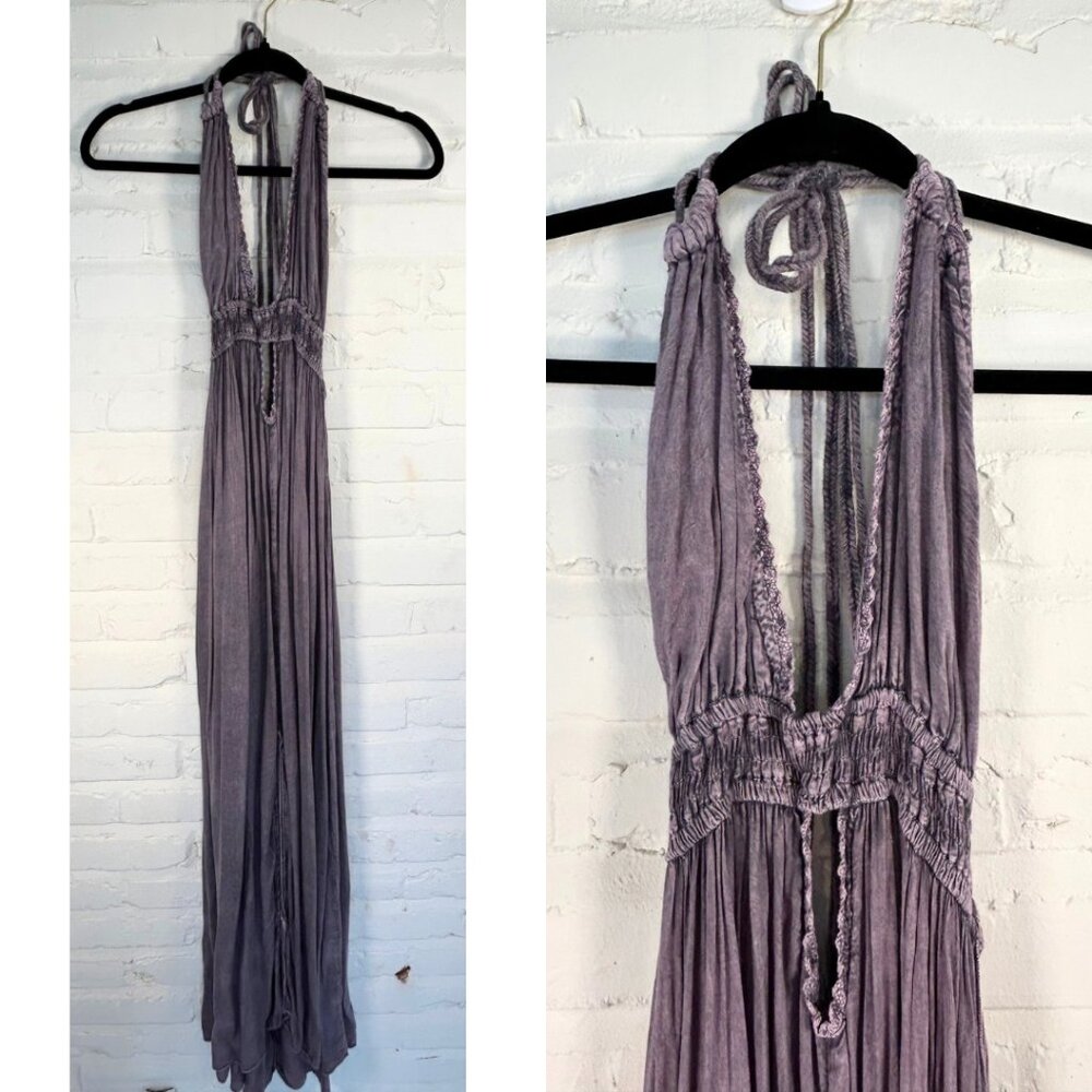 Purple Backless bohemian halter maxi dress - Picture 5 of 7